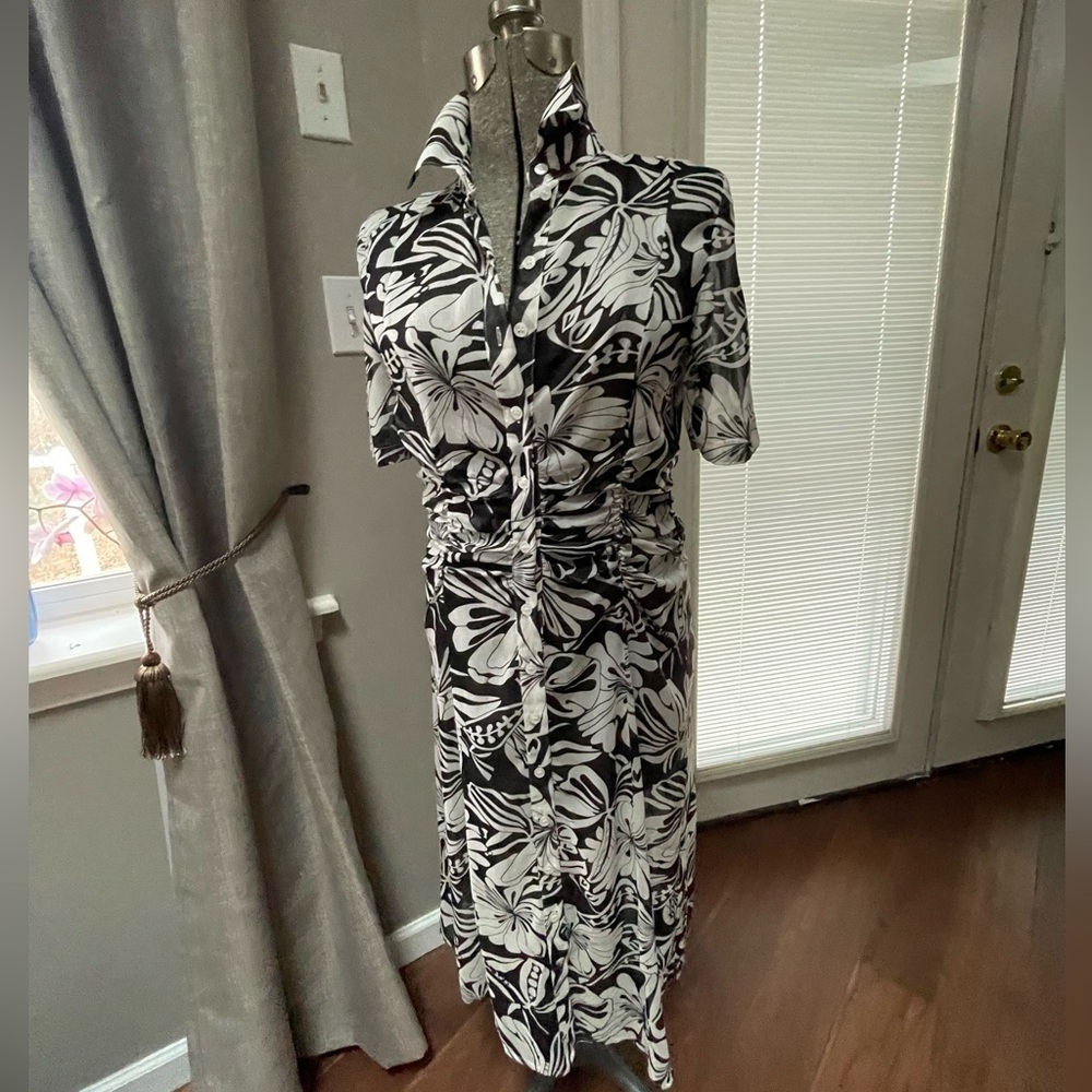 Black and White Sheer Floral Dress
